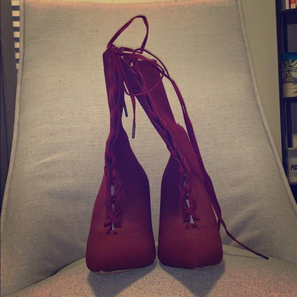 Burgundy booties